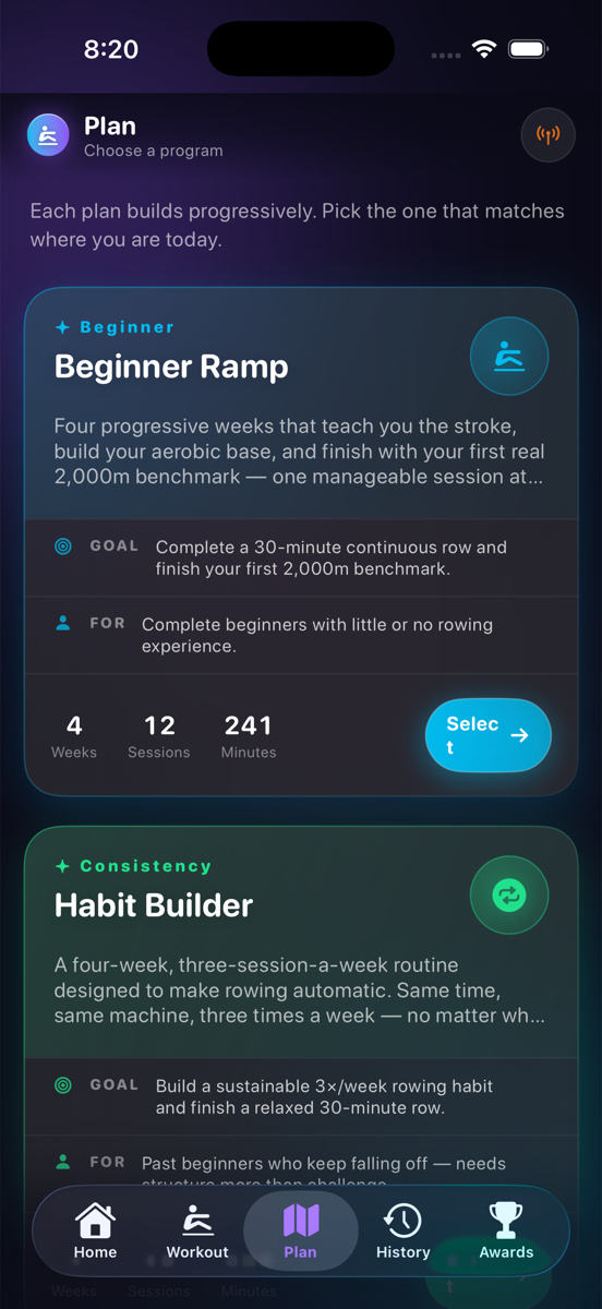 Plans — Beginner Ramp 4-week program